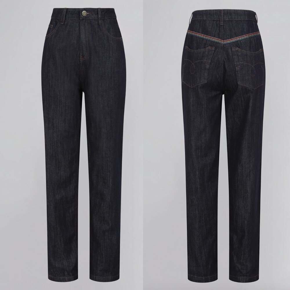 Bright & Beautiful NWT Bijou Rainbow Straight Leg Dark Wash Jeans, XXS/UK6 - Picture 13 of 13